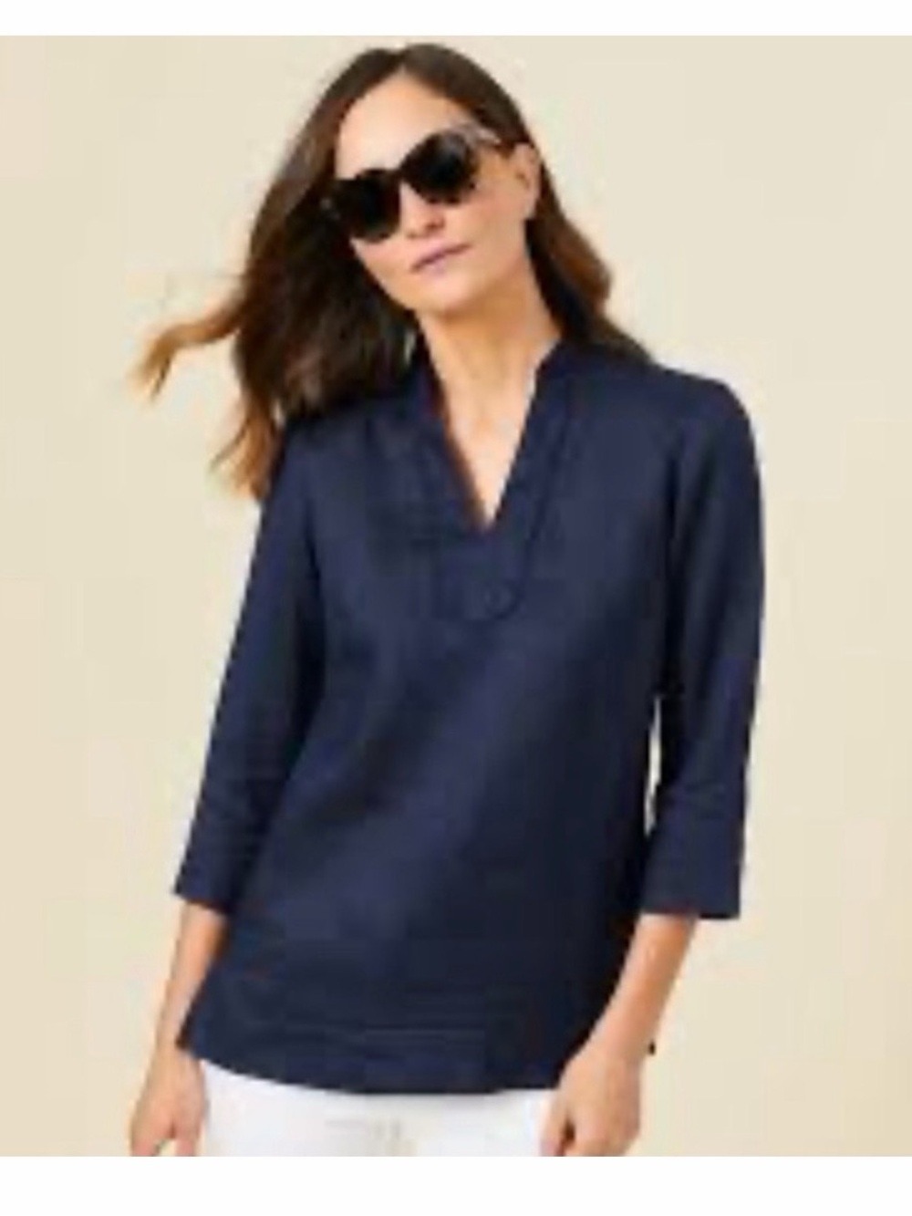 J. McLaughlin Faith Blouse in Navy Large EUC